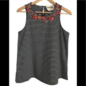 NWT Savanna Jane Skyla Striped Embroidered Sleeveless Top - Small